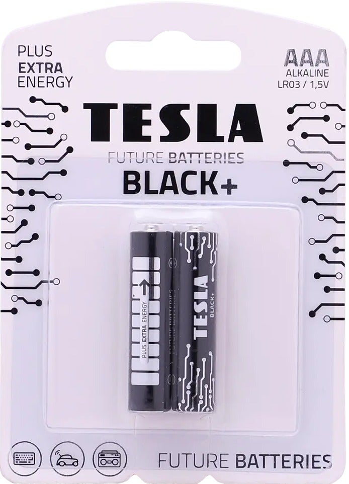TESLA BATTERIES Tesla Alkaline AAA Black Batteries – Long Lasting Power – Pack of 2 - Image 1